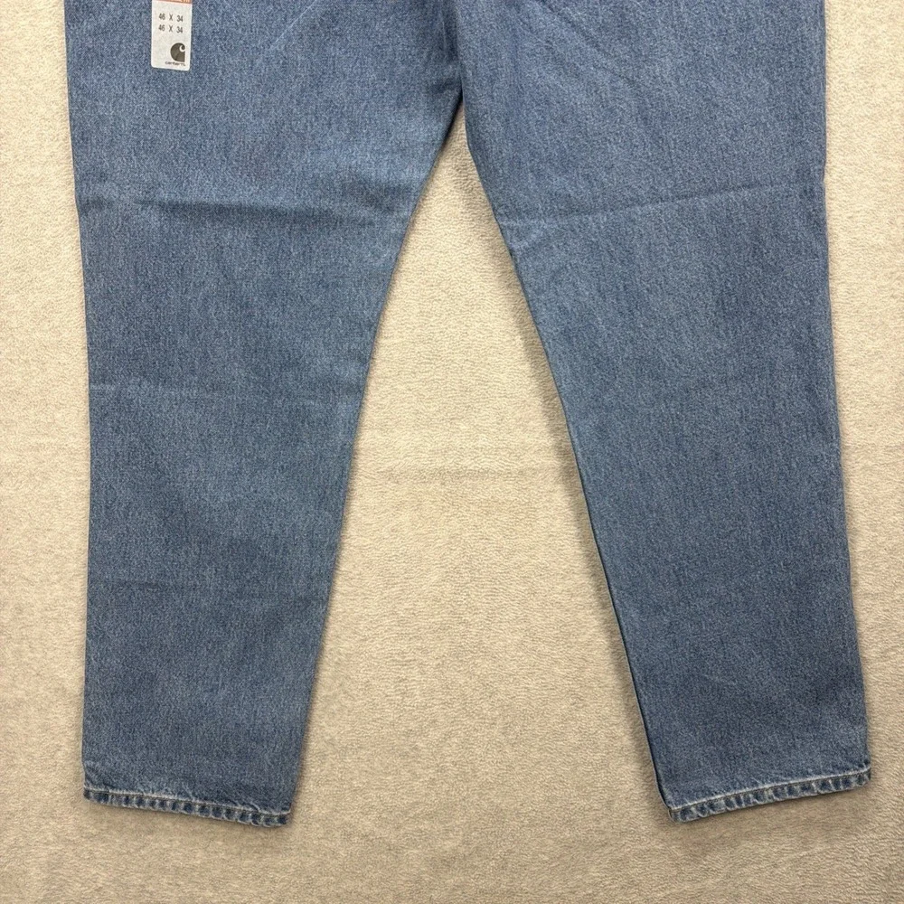 Carhartt Jeans Mens 46x34 Blue Denim Pant B18 DST Straight Traditional Taper NEW